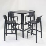 NARDI Net Cube 5-Piece Outdoor Bar Stools and Leaner Set - Charcoal