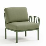 NARDI Komodo Outdoor Modular Sectional Sofa End - Olive Green & Jungle Cushions (Sunbrella®)