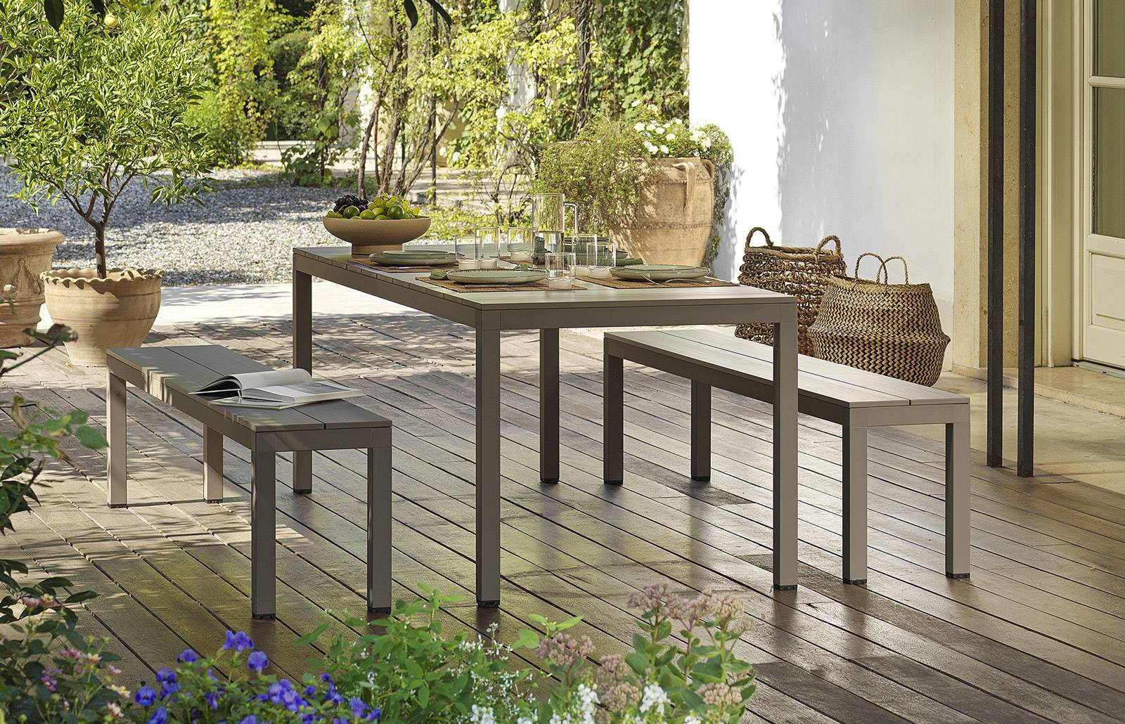 Patio dining best sale set bench